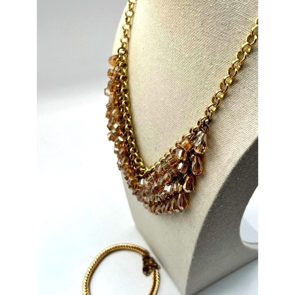 Vintage Gold Chain Necklace & Bracelet Set With Dangling Beads.  A6 - Picture 6 of 12
